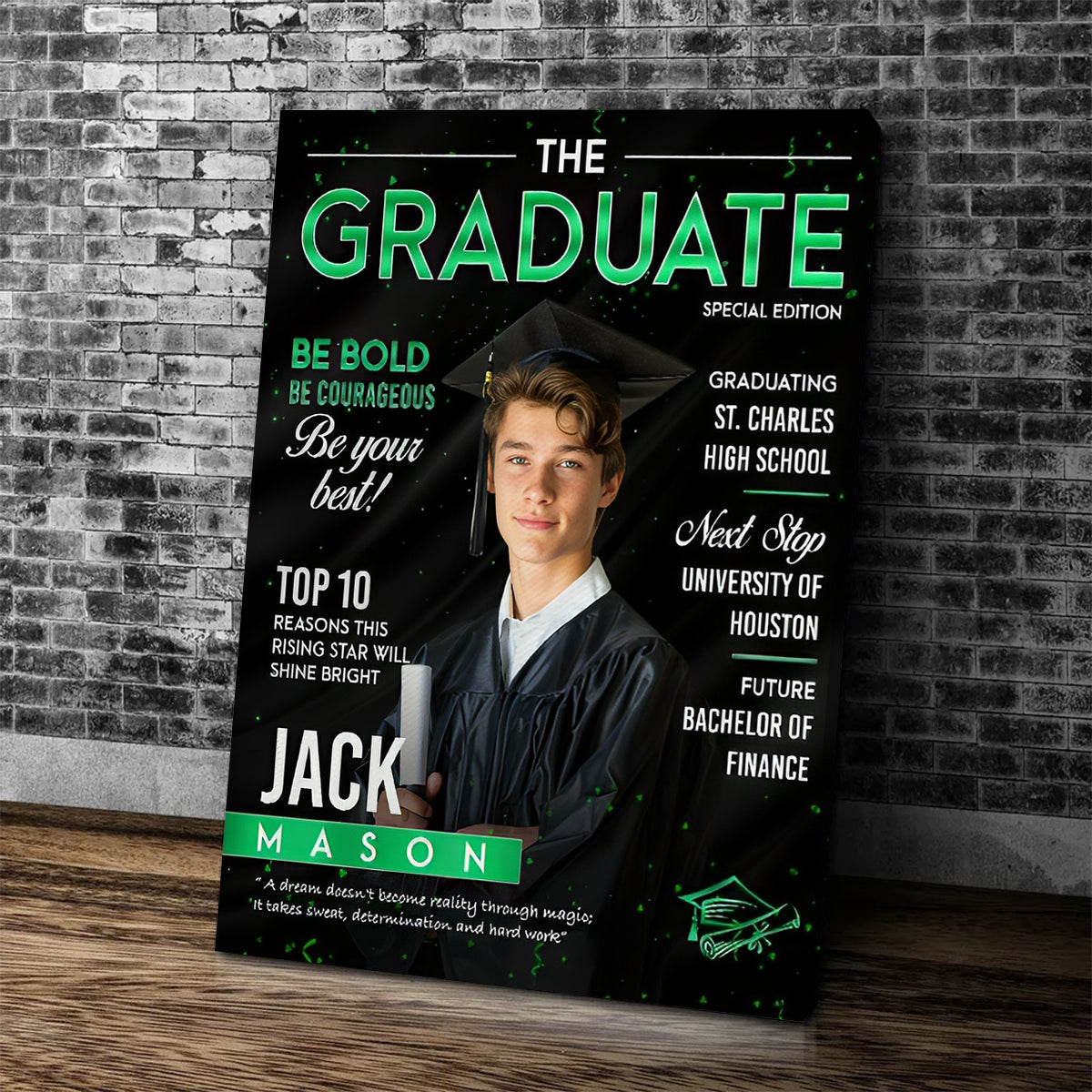 Graduation Magazine Cover Canvas, Graduation Photo Canvas, Personalized Graduation Print