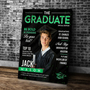 Graduation Magazine Cover Canvas, Graduation Photo Canvas, Personalized Graduation Print