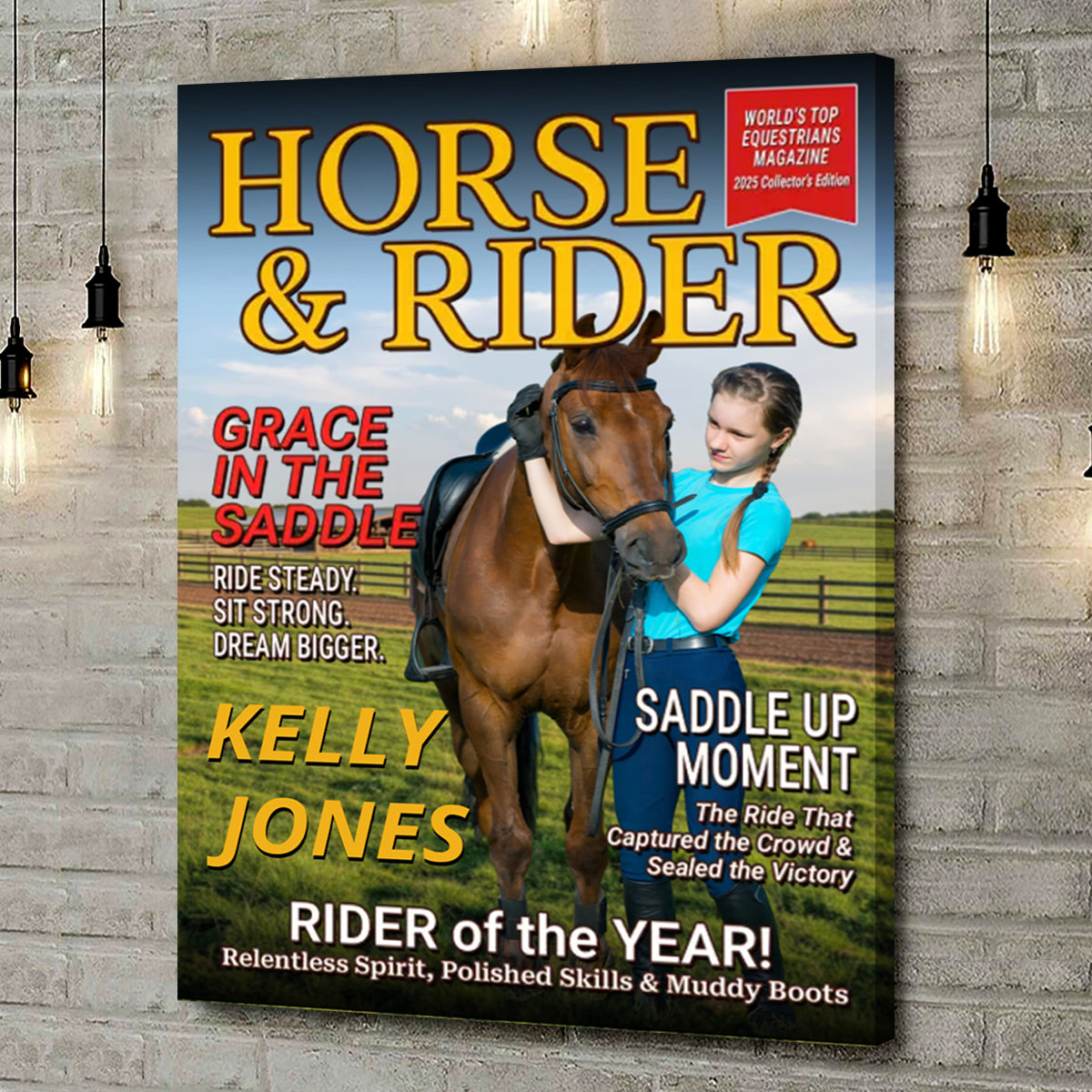 Born To Ride Custom Photo HORSE & RIDER Magazine Cover Personalized Gift for Horse Lovers