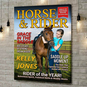 Born To Ride Custom Photo HORSE & RIDER Magazine Cover Personalized Gift for Horse Lovers