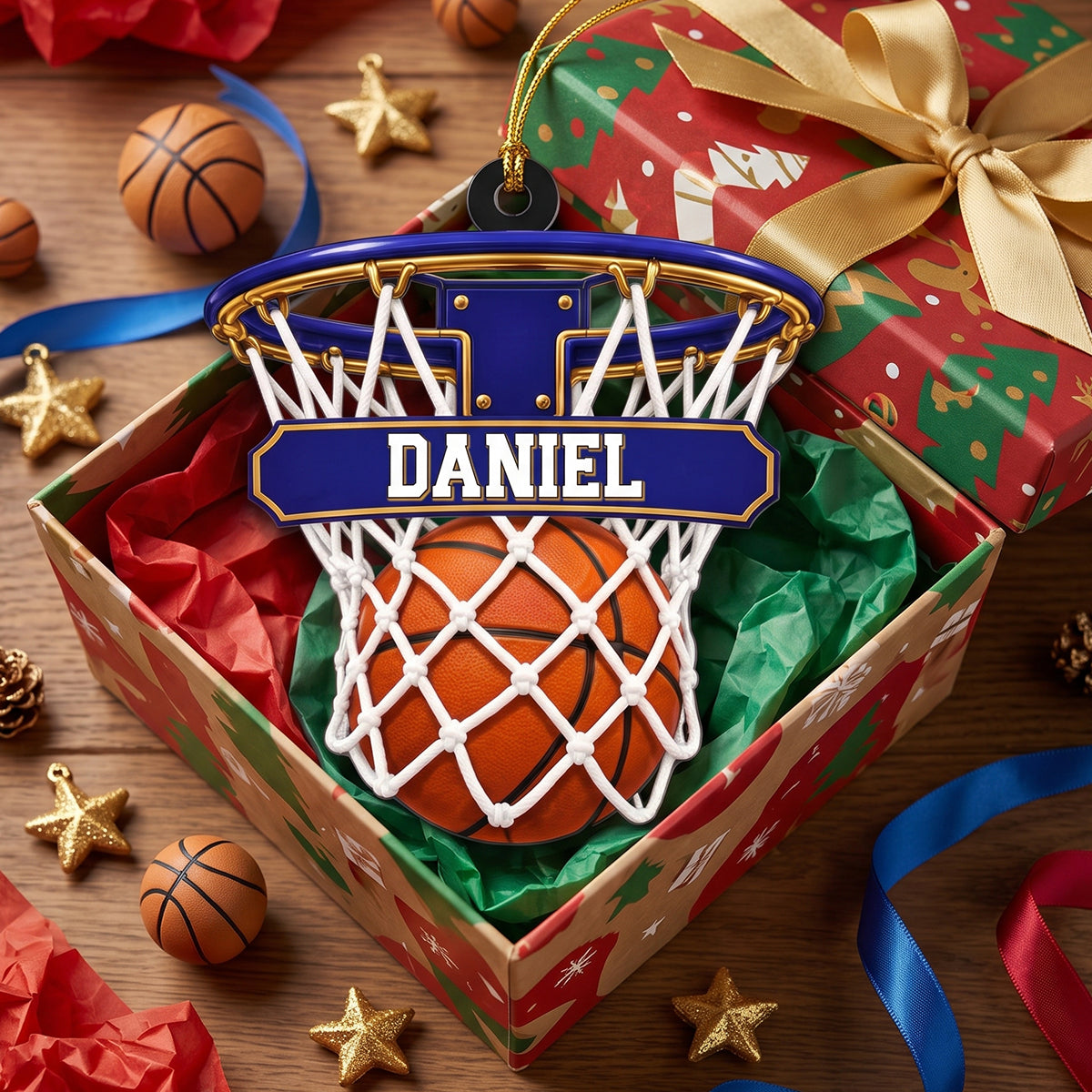 Personalized Basketball Hoop Christmas Ornament – Custom Name & Ball-In-Net Acrylic Keepsake | Gift for Players & Coaches