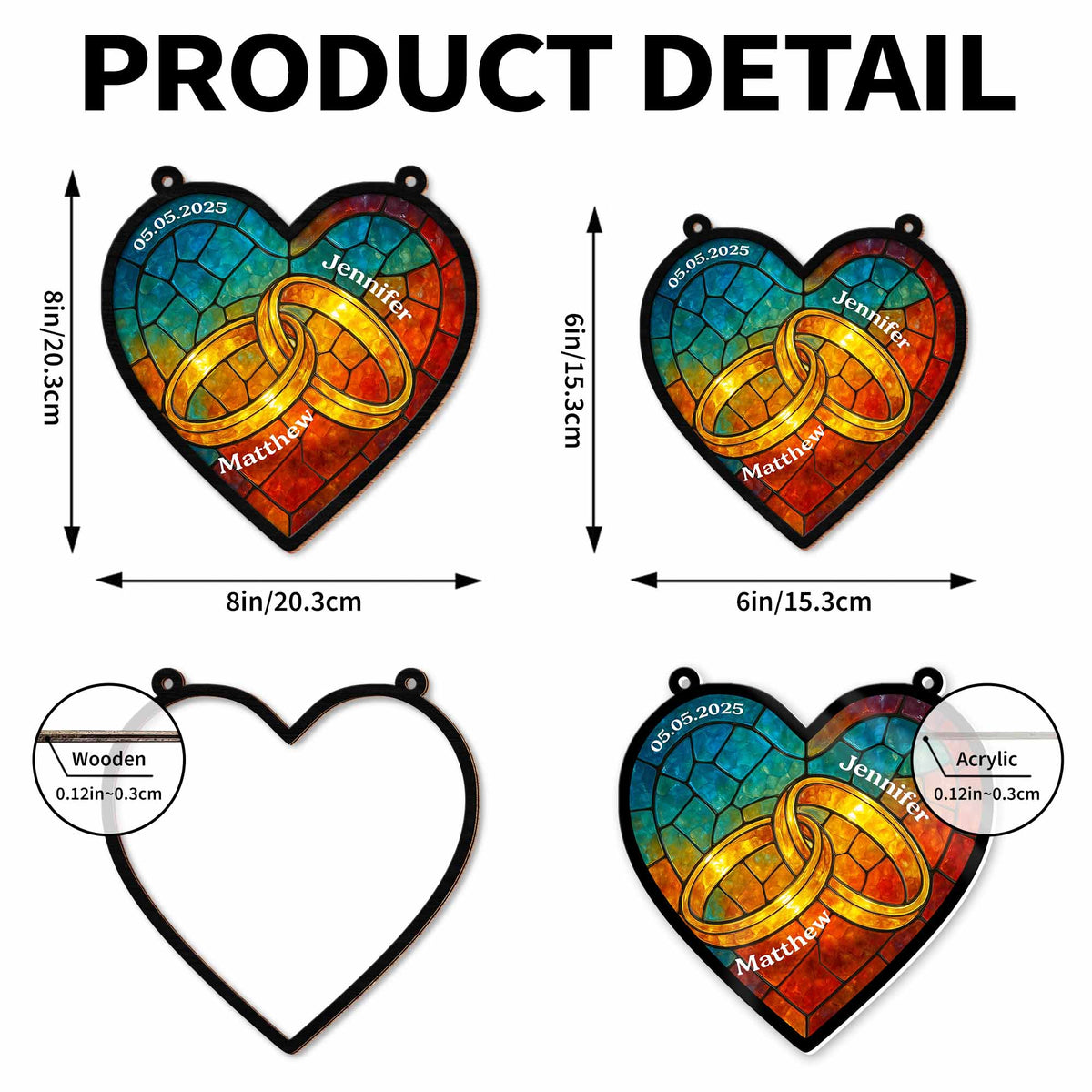 Celebrate Your Special Bond With Interlocked Rings Suncatcher, Personalized Custom Suncatcher