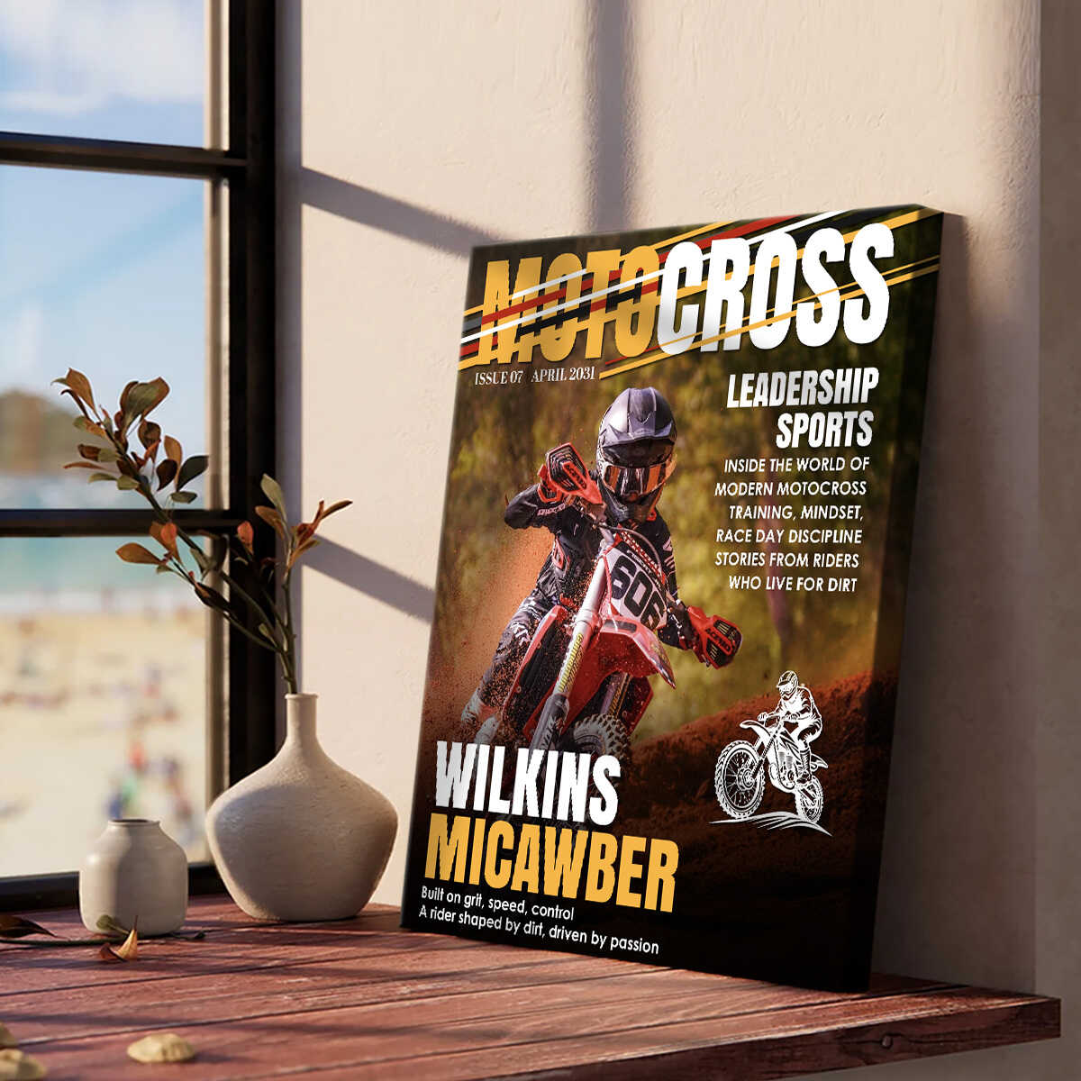 Personalized Motocross Magazine Cover Poster, Gift for Motocross Lovers, Custom Dirt Bike Rider Photo Gift
