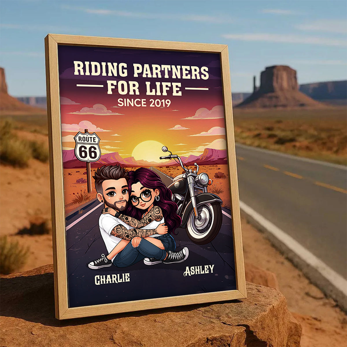 Bikers Couple Riding Partners For Life Personalized Poster Gift For Him & Her