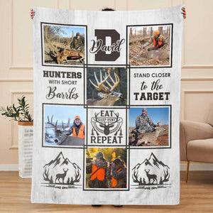 Personalized Deer Hunting Blanket, Hunting Memory Photo Collage, Best Gift For Deer Hunters