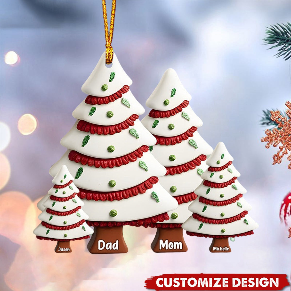 Christmas Family - Personalized Family Christmas Tree Cake Ornament