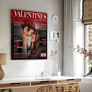 Valentine Magazine Cover, Personalized Love Story  Couple Canvas Poster, Romantic Couple Keepsake, Gift For Him and Her