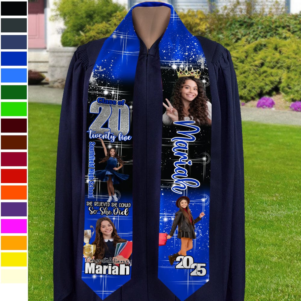 Personalized Graduation Sashes And Stoles-Custom Photo She Believed She Could Graduation Stoles