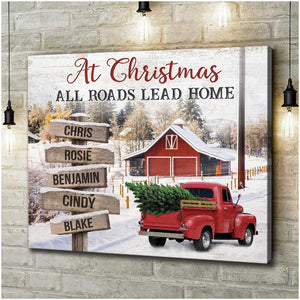 At Christmas All Roads Lead Home - Personalized Canvas/Poster Family Christmas Gifts