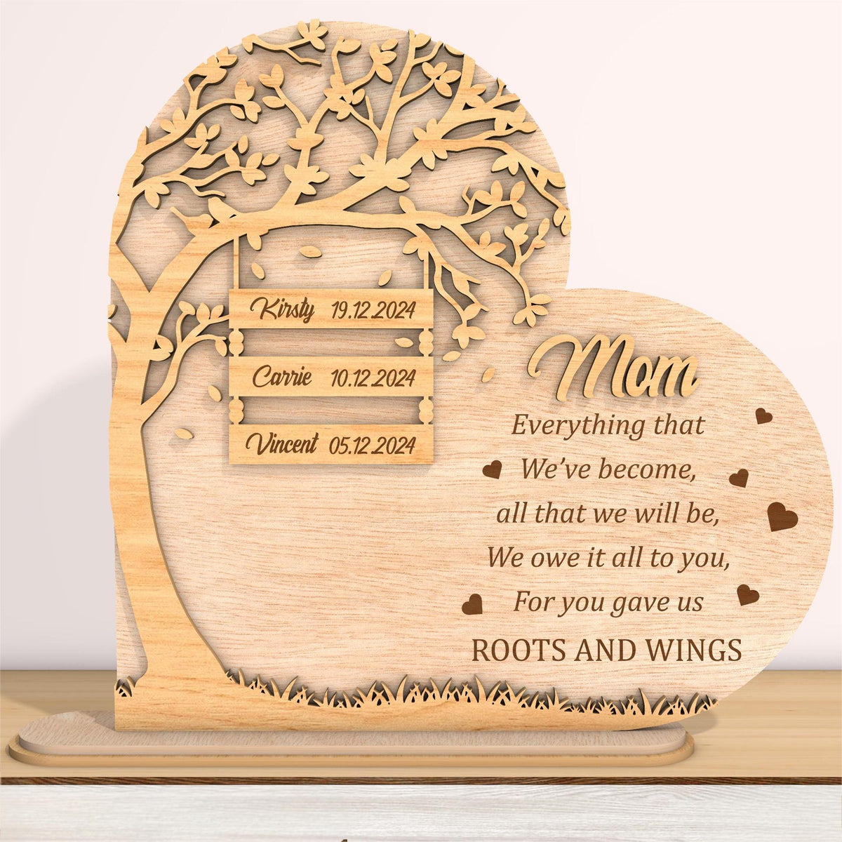 Thanks Mom Family Tree Personalization Wooden Plaque Mother's Day Gift