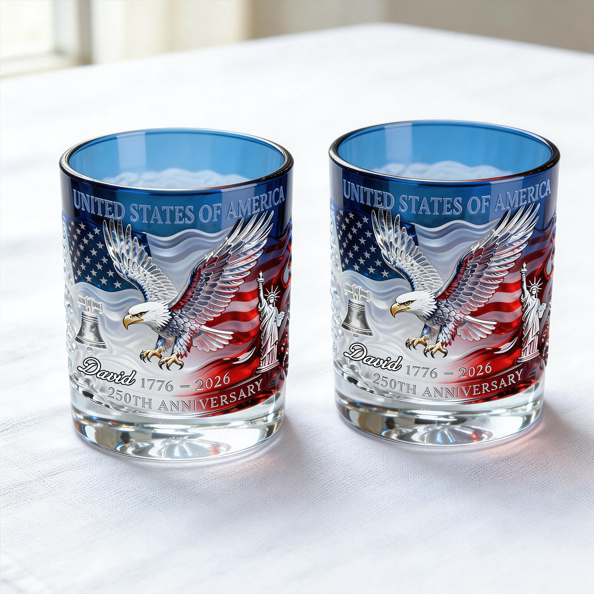 Proud Anniversary Round Glass, Personalized Gifts For Patriots