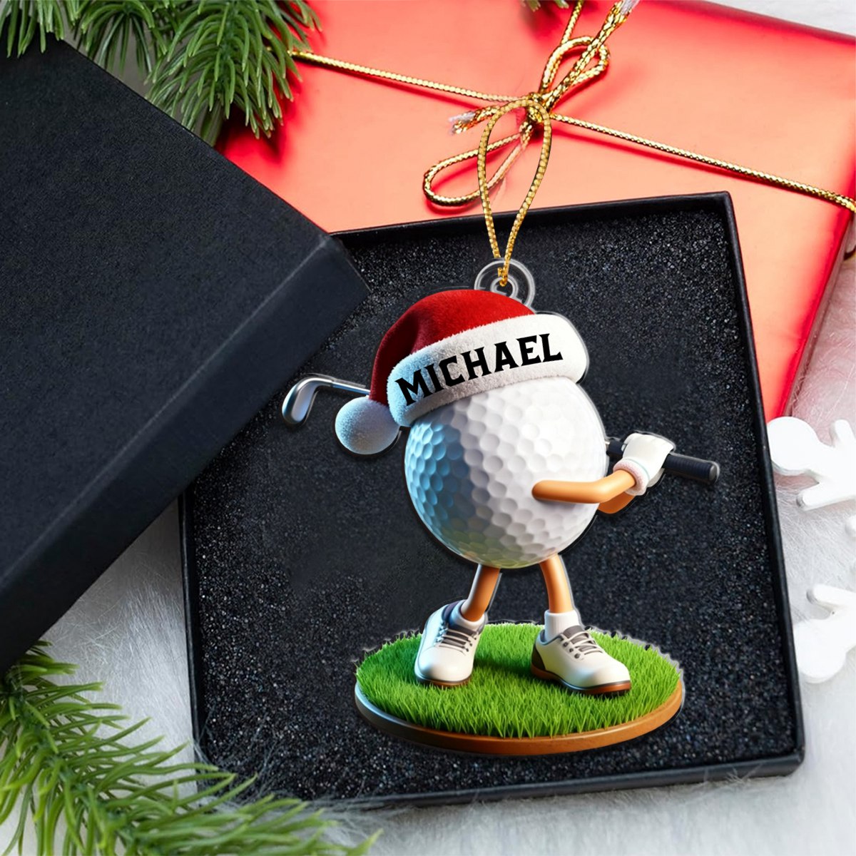 Custom Name Golf Ornament,Personalized Christmas Gift for Golf Lovers