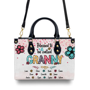 Blessed Nana - Personalized Leather Handbag Gift For Mom And Grandma