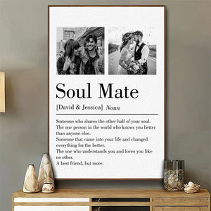 Soul Mate - Personalized Custom Couple Photo and Name Canvas Poster Valentine's Gift for Him, Her