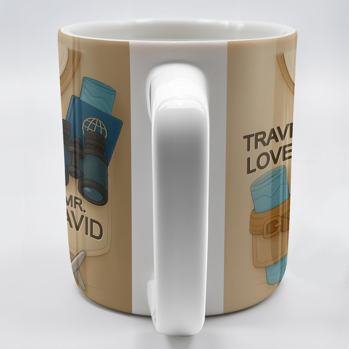 Travel Lover, Shirt, Tie, Binoculars, Map, Airplane, Personalized Travel Mug, Gift For Explorers
