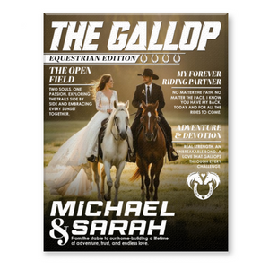 Horse Lover Couple Gift, Personalized Horse Magazine Cover Canvas, Custom Equestrian Anniversary Photo Canvas
