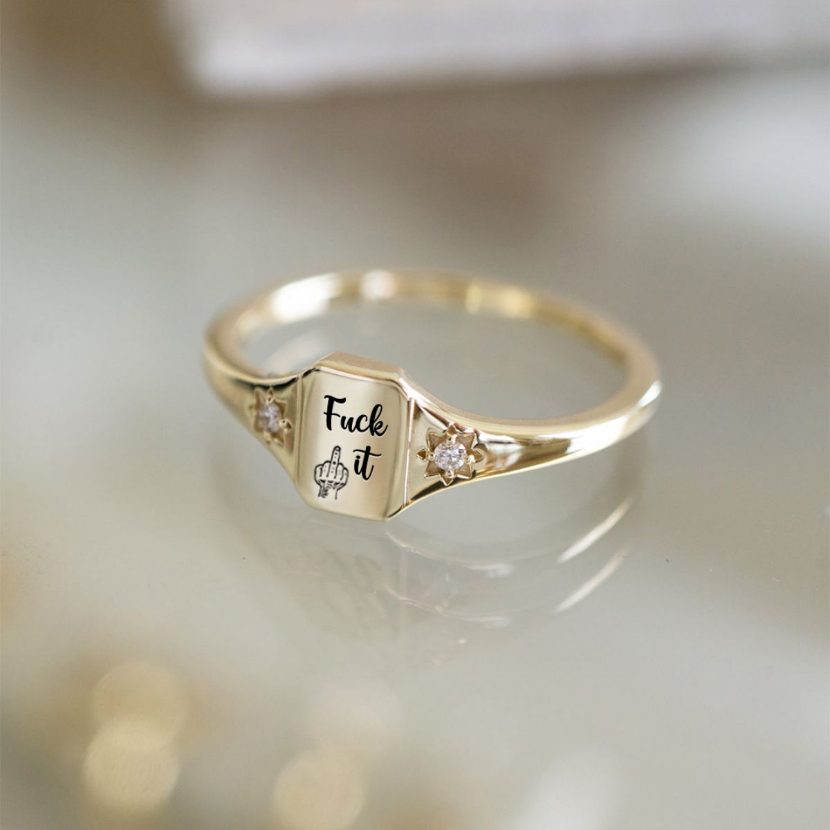 Personalized Birthstone Square Ring