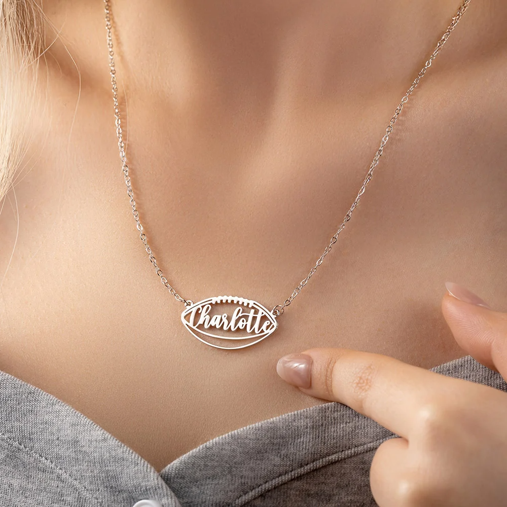 Personalized Football Name Necklace Unique Gift for Football Fans, Sports Jewelry