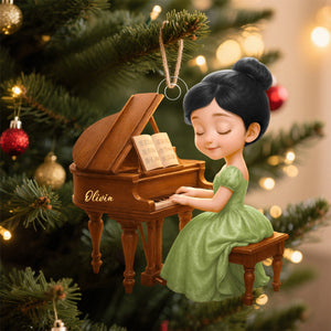 Piano Girl Personalized Christmas Ornament,Gift for Piano Lovers