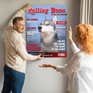 Pet Magazine Cover, Custom Pet Portrait Photo Canvas, Personalized Dog Lover Gift