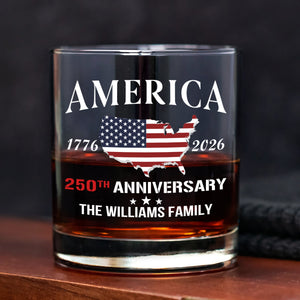 Personalized Family Name America 250th Anniversary Whiskey Glass