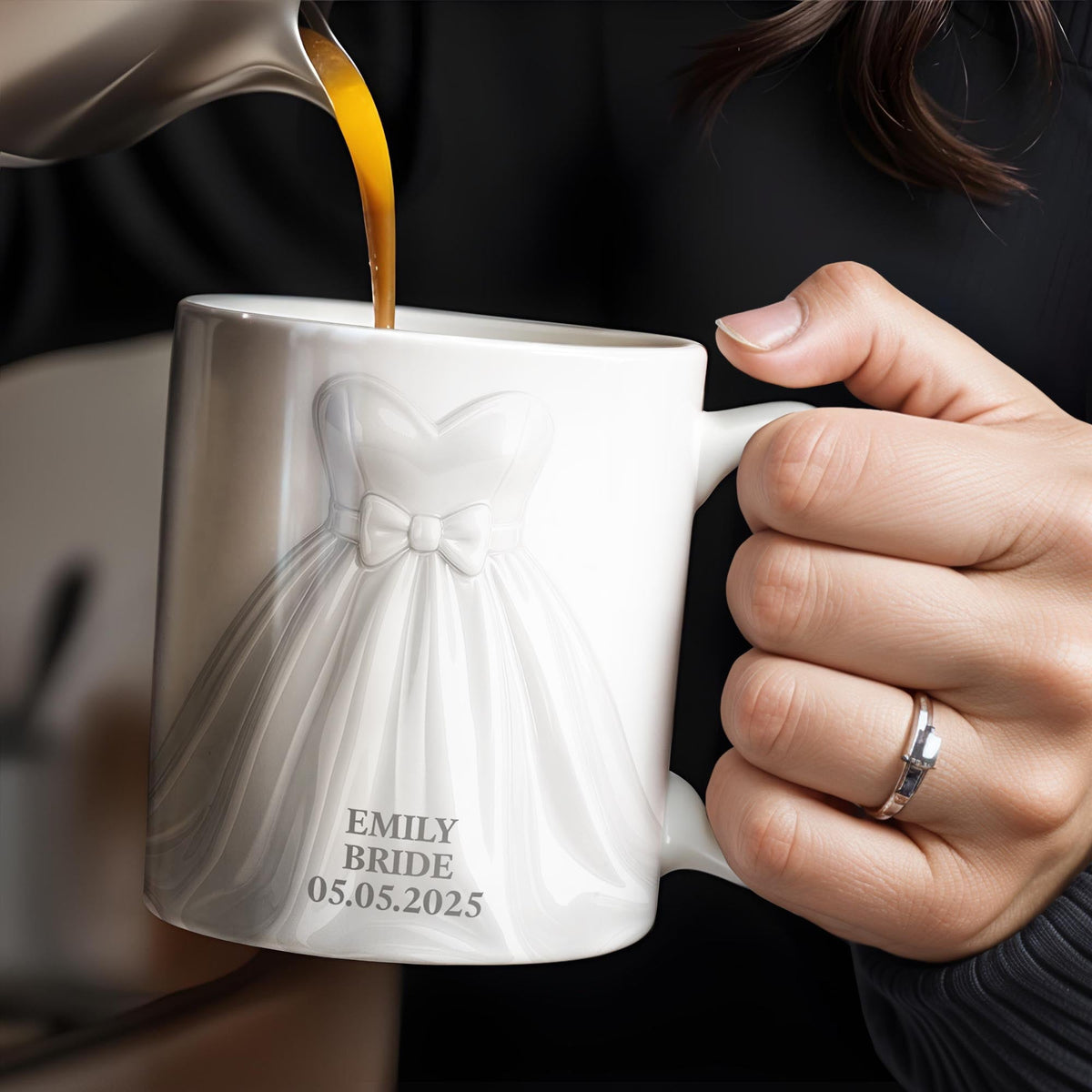 Elegant Groom Suit Bride Dress Design, Personalized Custom Coffee Mug, Gift For Couple