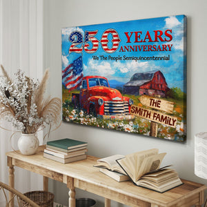 Personalized Family Name Patriotic Canvas – 250 Years Anniversary Gift Independence Day