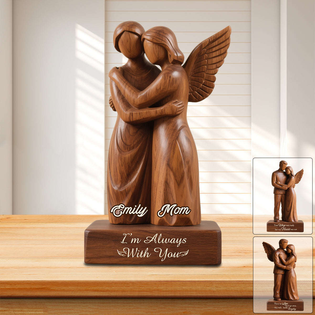 Personalized Memorial Heaven Angel Wings Hug Acrylic Plaque
