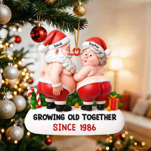Growing Old Together Since Santa And Mrs. Claus Personalized Acrylic Ornament Custom Gift For Couples