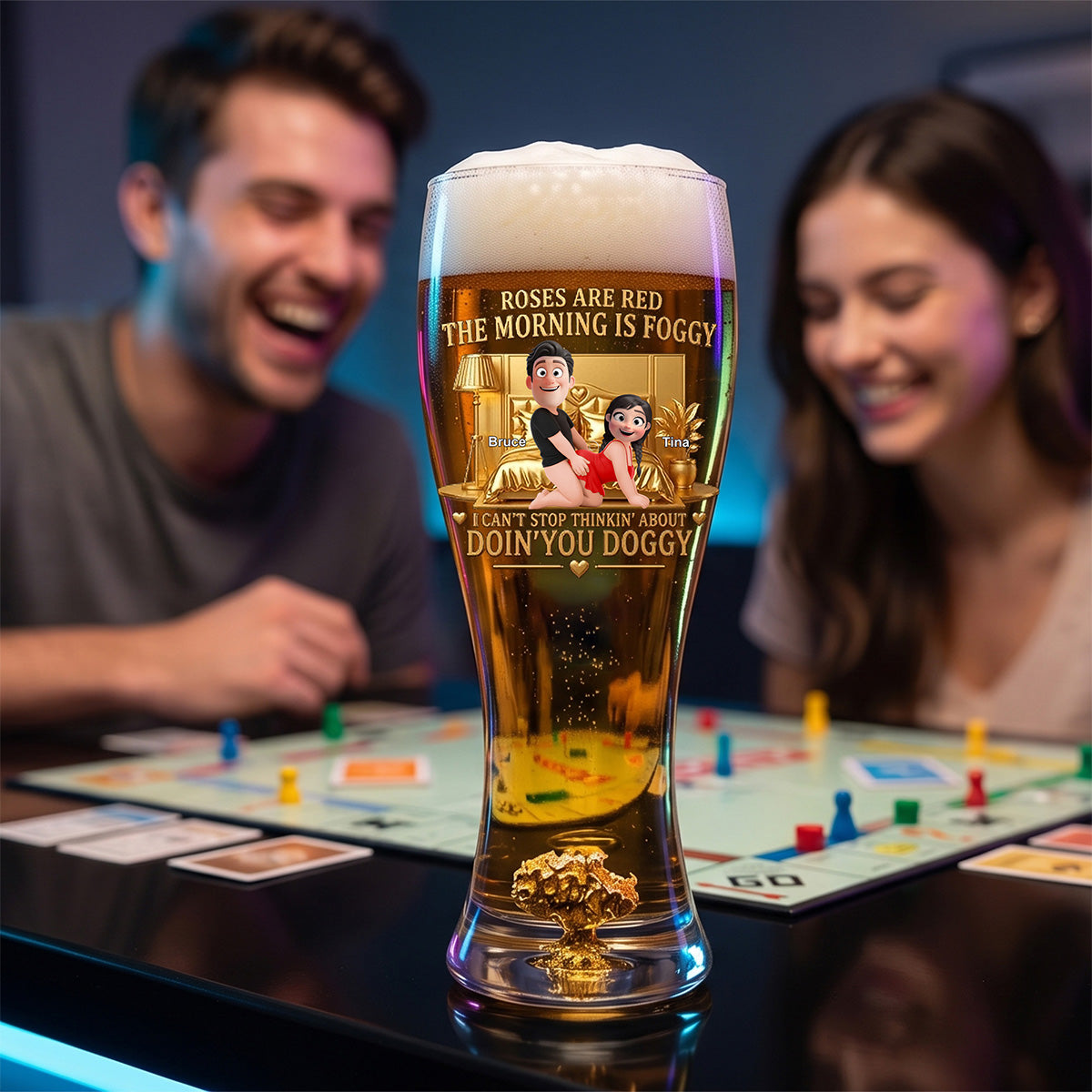 Personalized Naughty Couple Beer Glass-Perfect Gifts For Couple