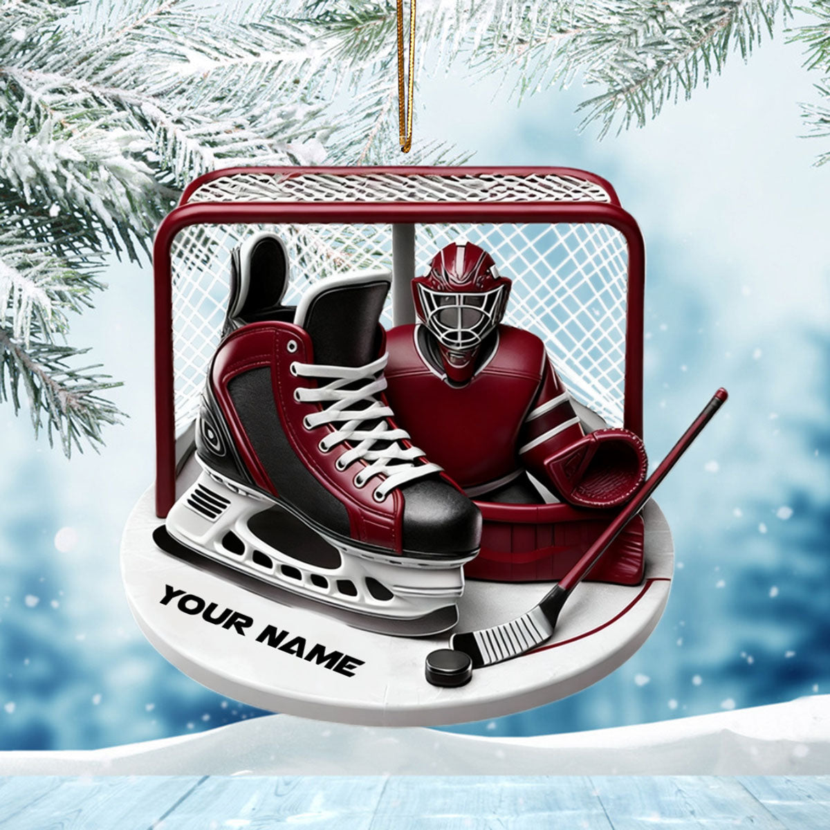 Custom Name Ice Hockey Ornament, Christmas Gift Decoration