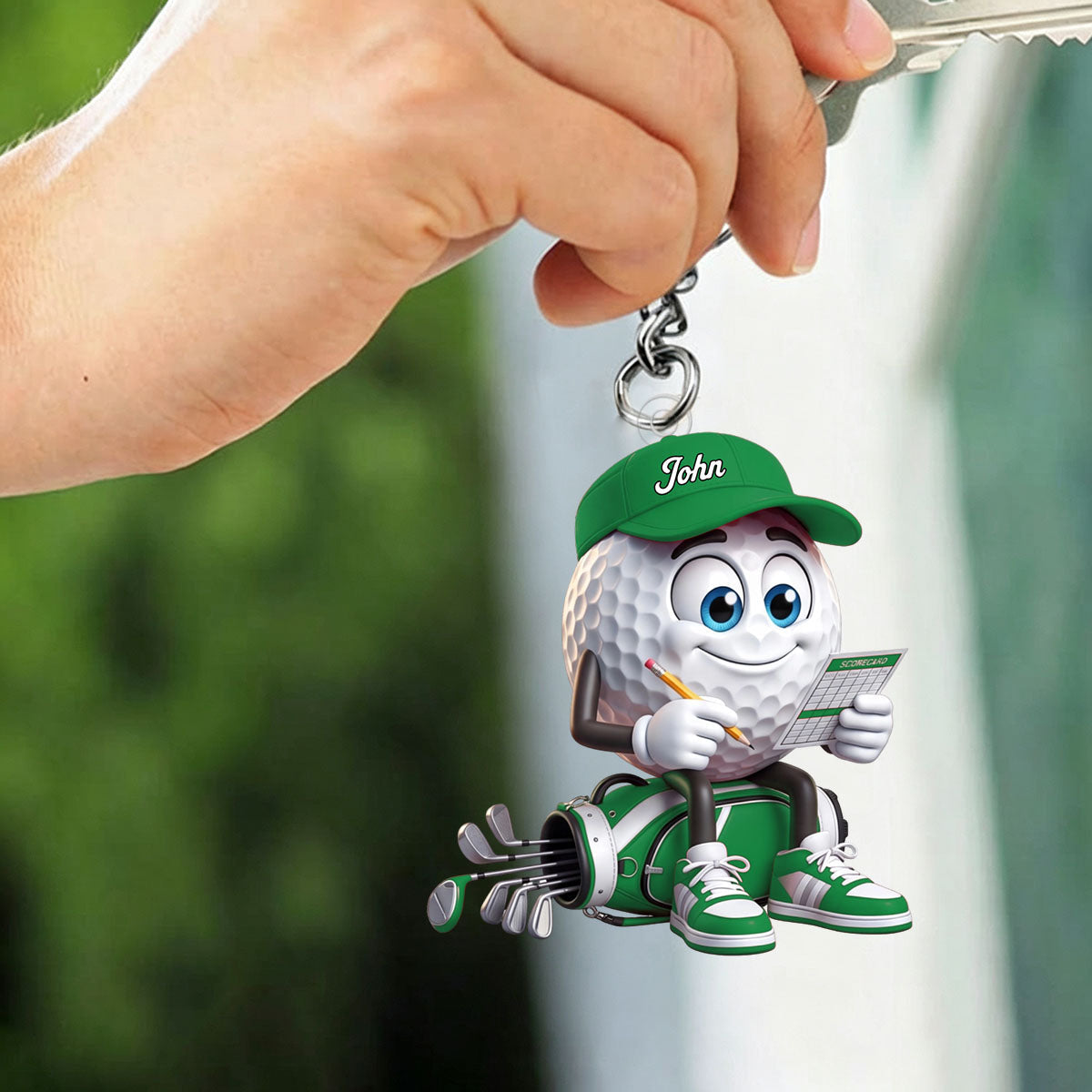 Personalized Golf Mascot Keychain – Funny Golf Ball & Scorecard Key Holder For Golf Bag