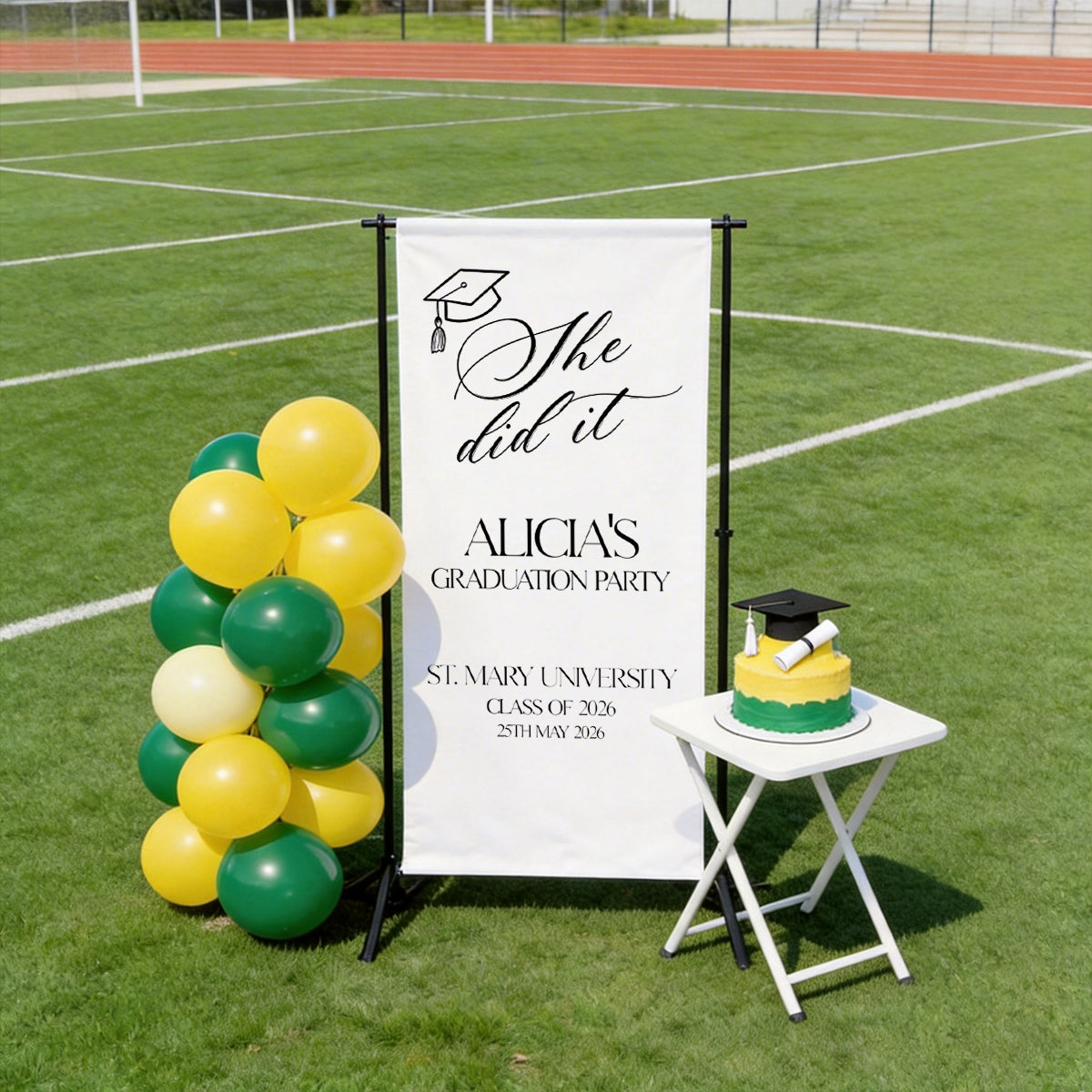 She Did It!Personalized Graduation Banner, Custom 2026 Graduate Name Welcome Sign