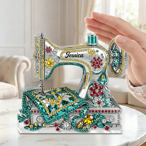 Personalized Sewing Machine Shaped Acrylic Plaque - Gift for Mom, Grandma & Daughter