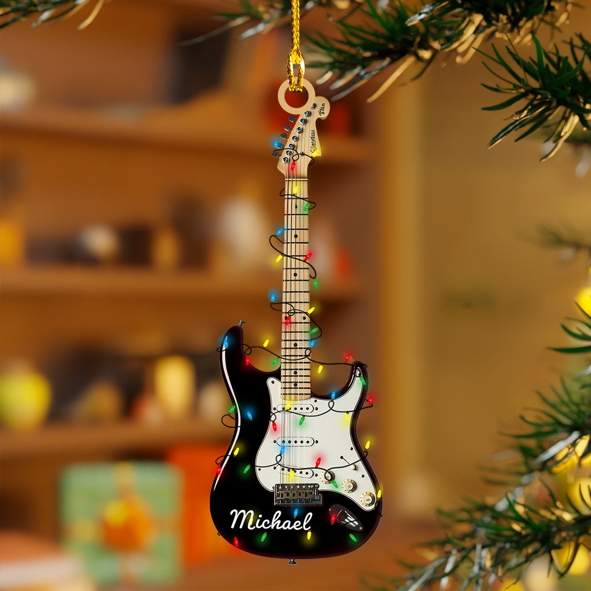 Personalized Electric Guitar Acrylic Christmas Ornament, Gift For Guitar Players