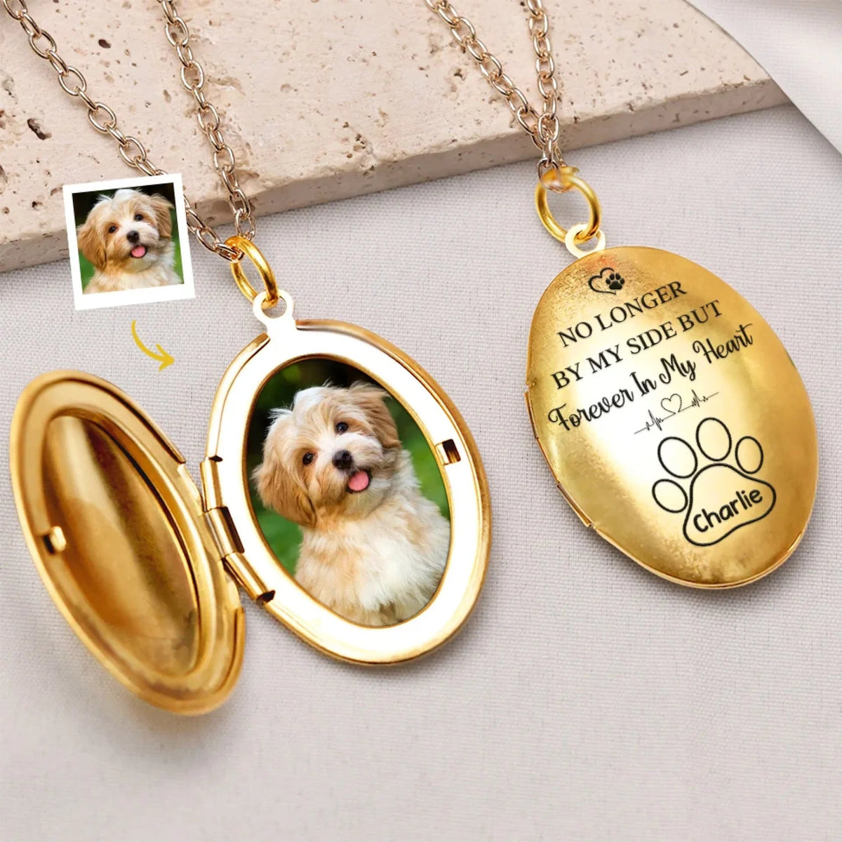 You Left Paw Prints On My Heart - Memorial Personalized Custom Locket Necklace Gift For Pet Lovers