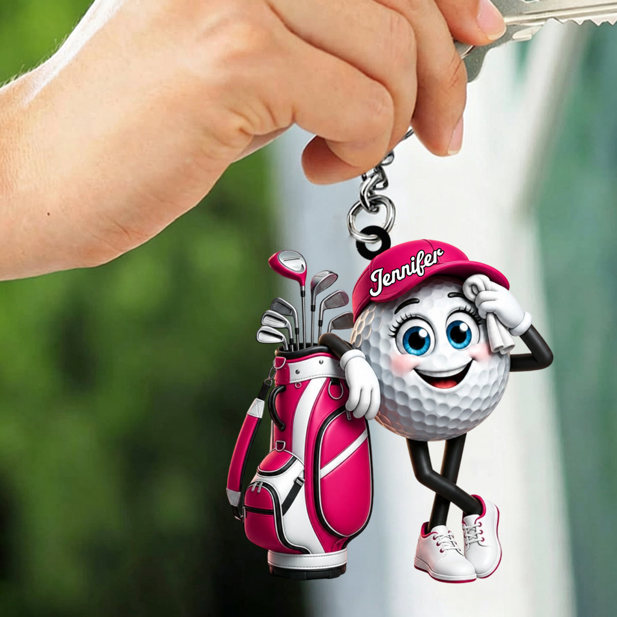 Cute Sweaty Golf Ball Mascot Keychain - Personalized Golf Mascot Keychain Gift for Male & Female Golfer