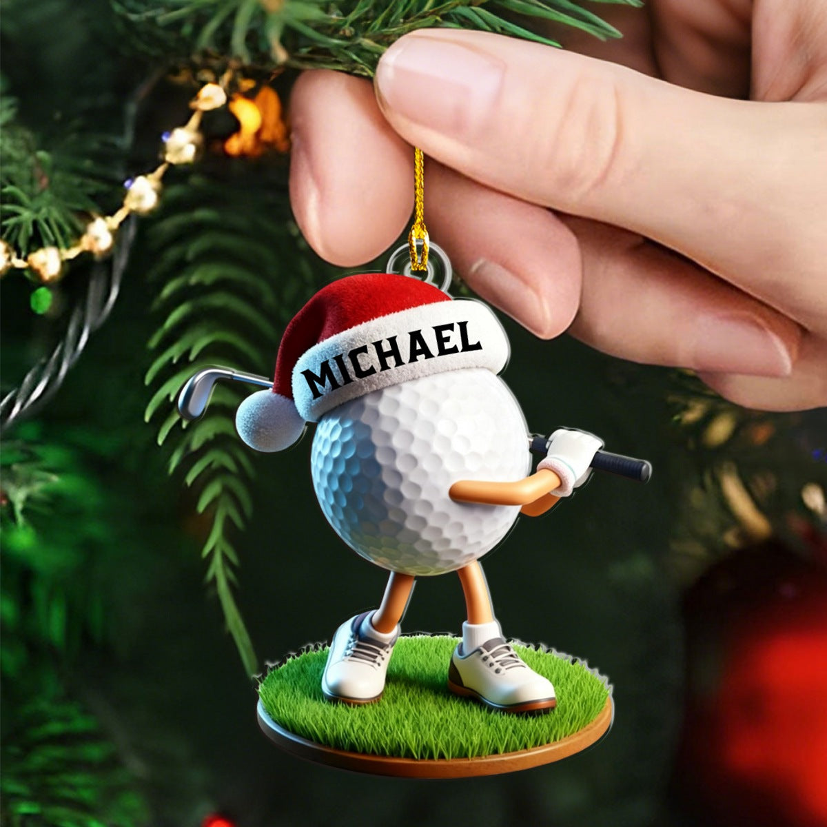Custom Name Golf Ornament,Personalized Christmas Gift for Golf Lovers