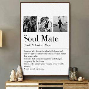 Soul Mate - Personalized Custom Couple Photo and Name Canvas Poster Valentine's Gift for Him, Her