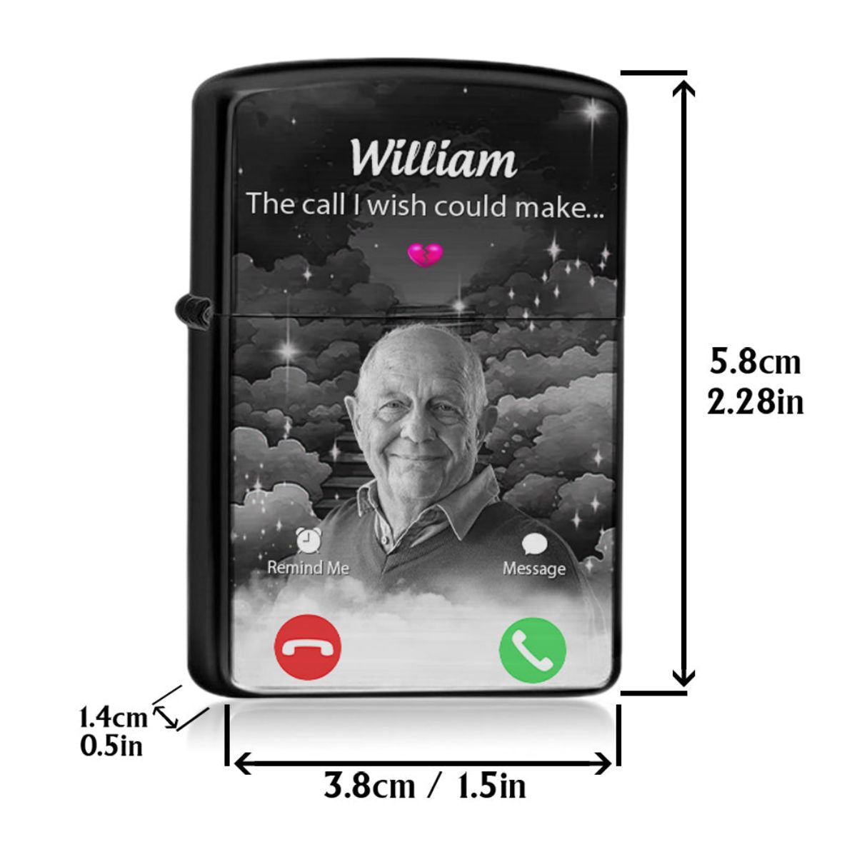 The Call I Wish I Could Make - Personalized Memorial Lighter