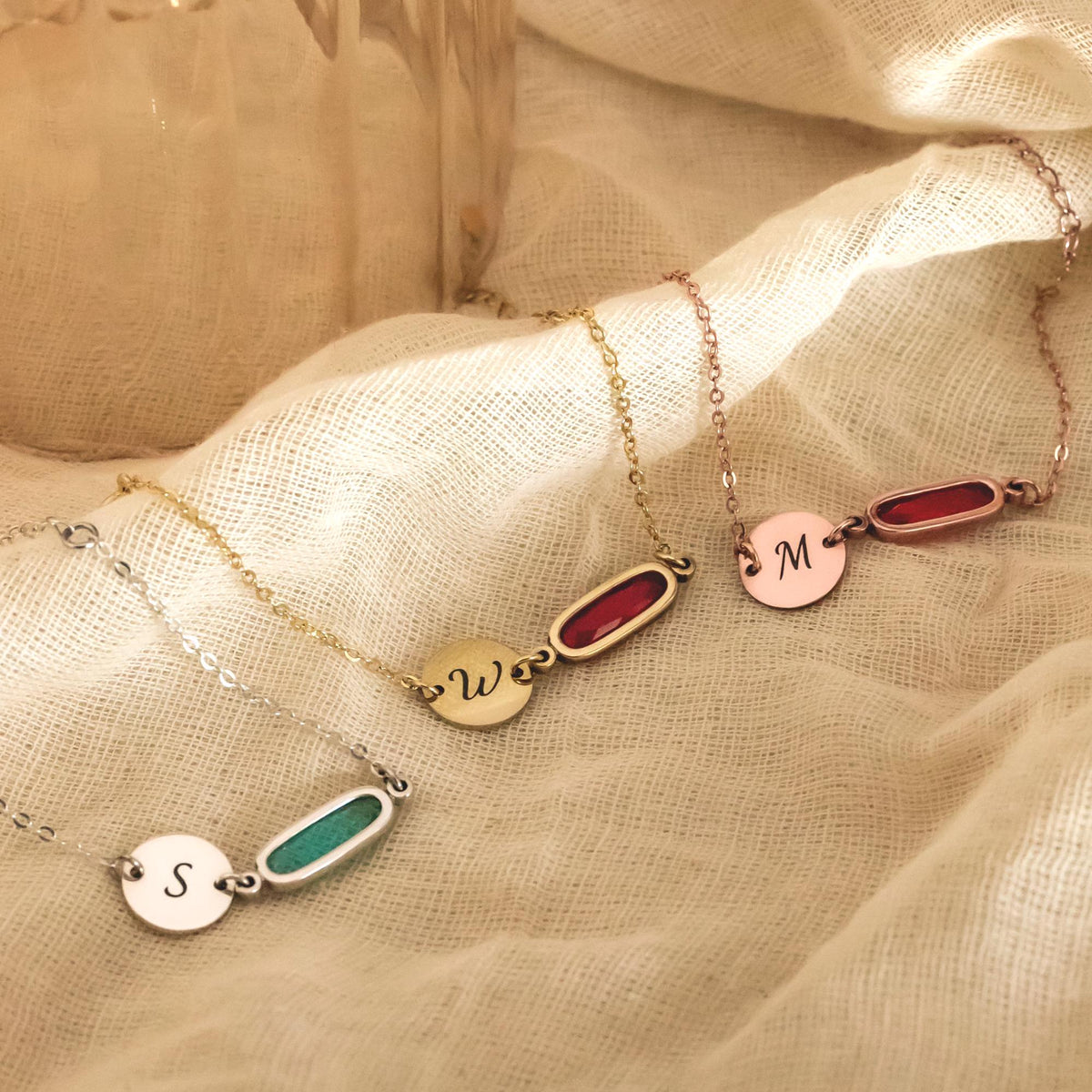 Birthstone with Initials - Personalized Birthstone Jewelry, Birthday Gift, Friendship Bracelet