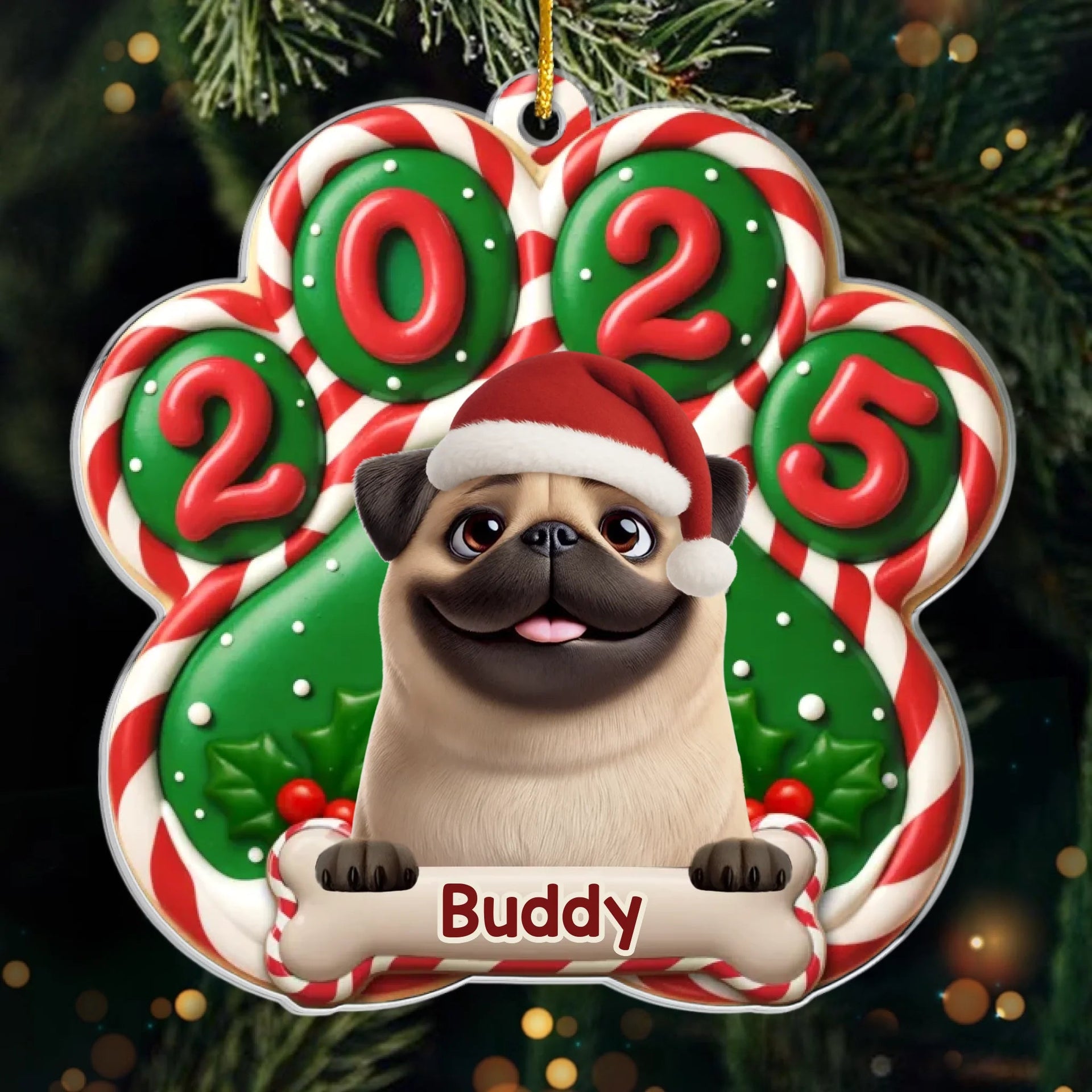 Santa Paws Is Coming - Personalized Acrylic Ornament Christmas Birthday Gifts For Dog Lovers