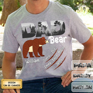 Personalized Papa Bear Pure Cotton T-Shirt Gift For Father