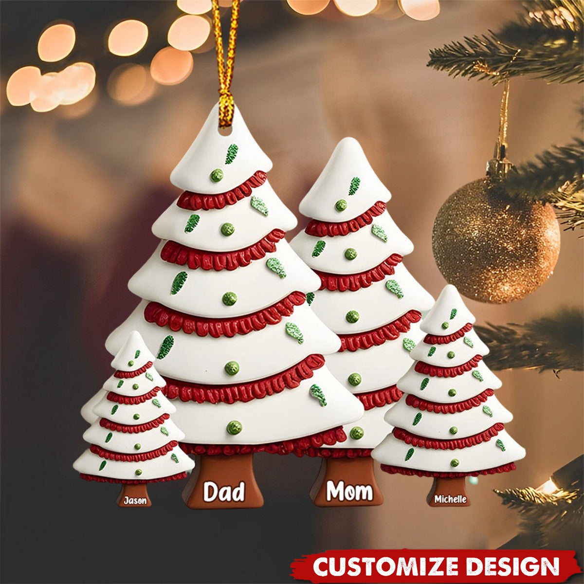 Christmas Family - Personalized Family Christmas Tree Cake Ornament