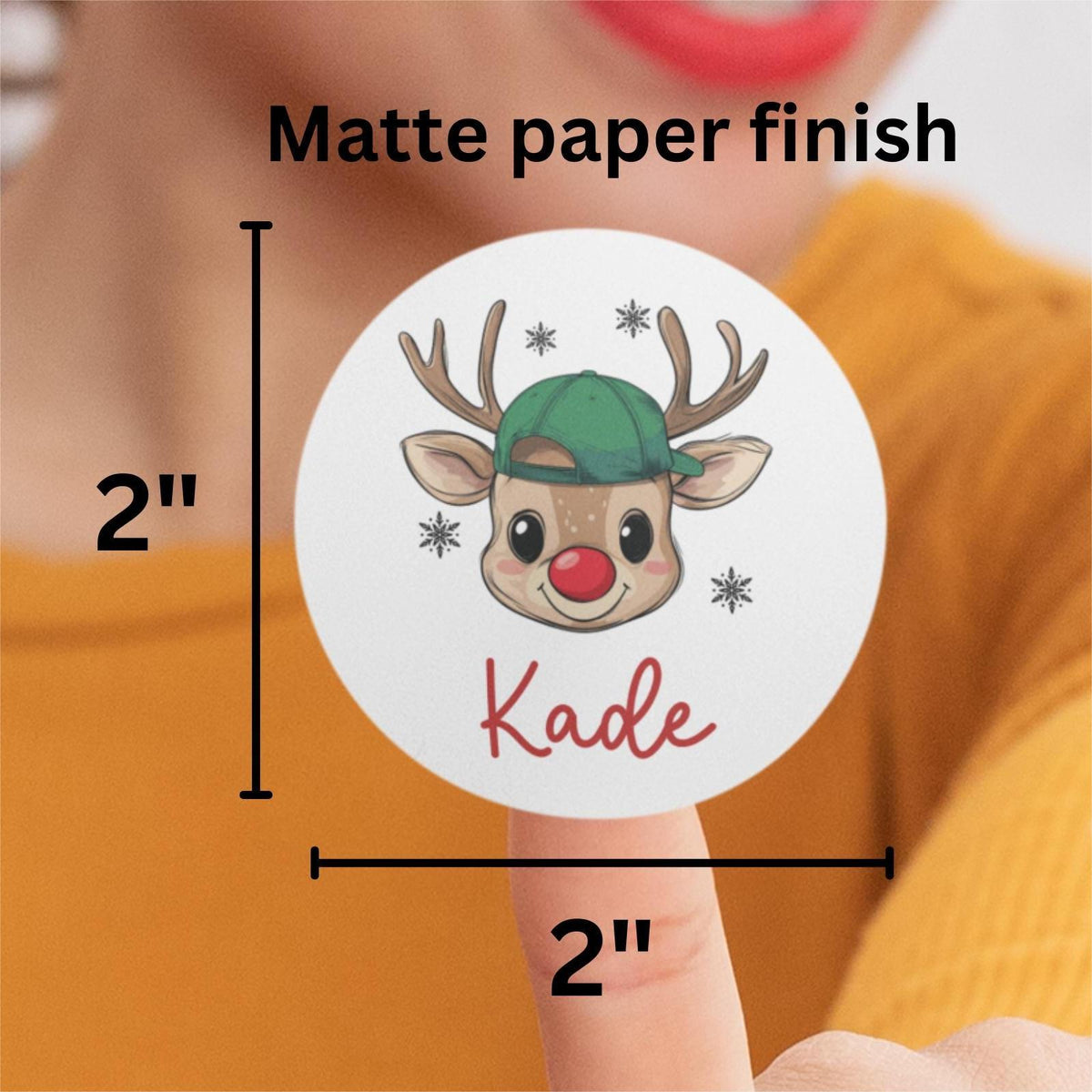 Reindeer Christmas Name Labels Personalized Holiday Gift Labels Boy Girl