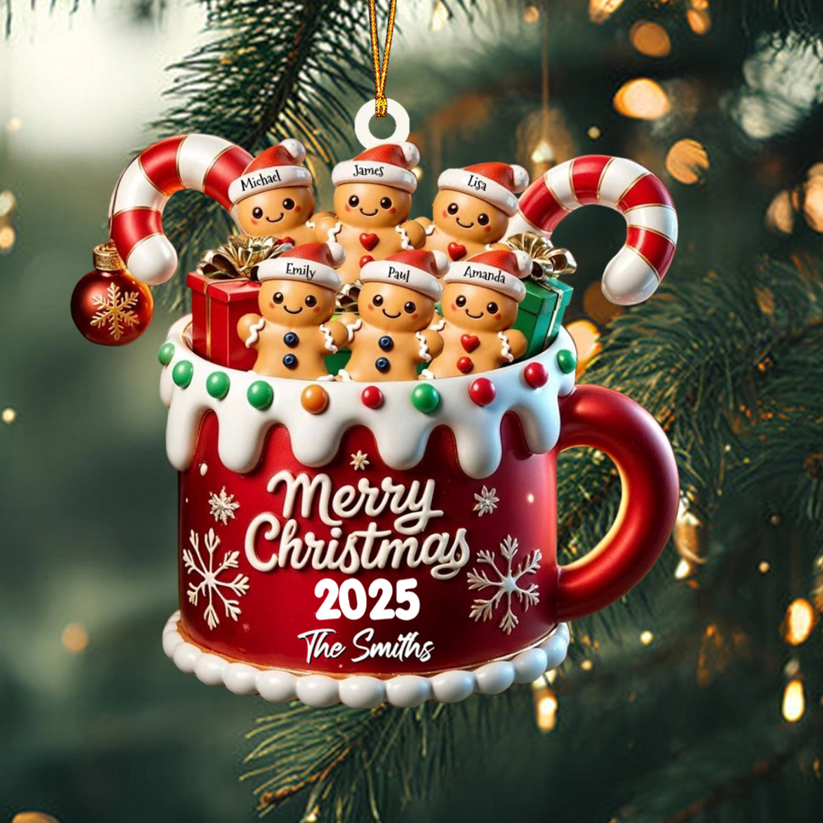 Merry Christmas - Family Personalized Acrylic Ornament - Gift For Family