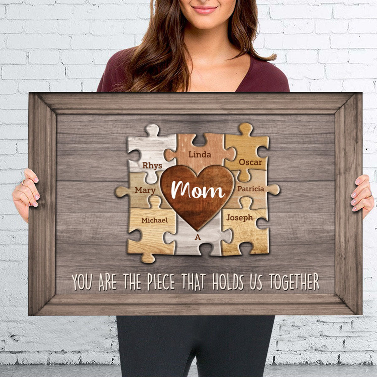 Mom You Are The Piece That Holds Us Together Personalized Puzzle Canvas Gift For Mother