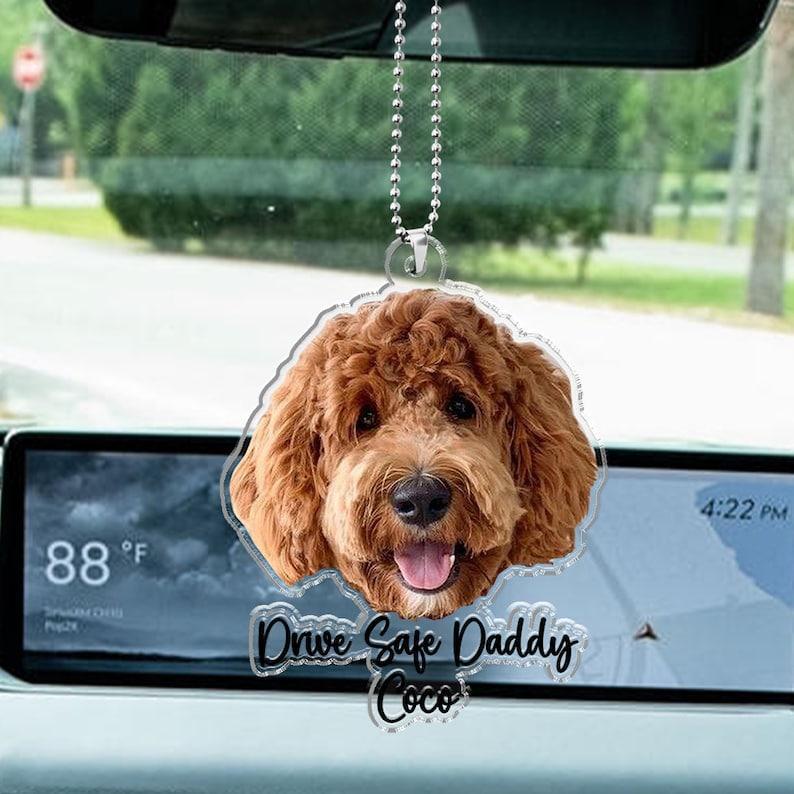 Hanging Dog Photo Personalized Acrylic Car Ornament Gift For Pet Lovers