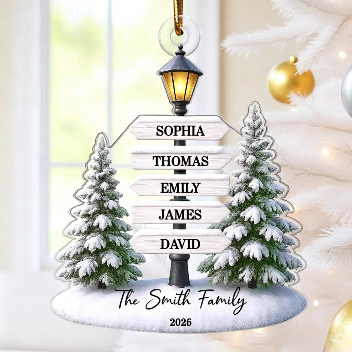 Christmas Decoration – Personalized Family Name Tree Acrylic Ornament