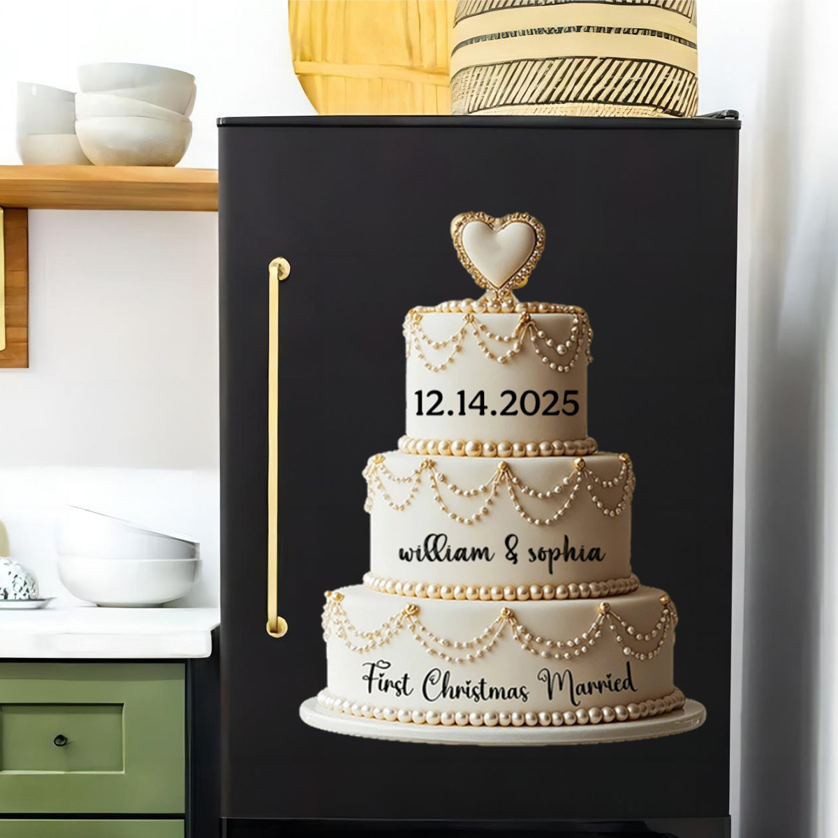 Personalized Wedding Cake First Christmas Married Decal